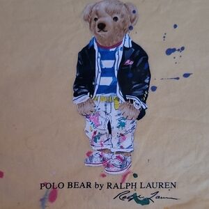 Ralph Lauren Polo Bear Graphic Tee in Blue and Tan